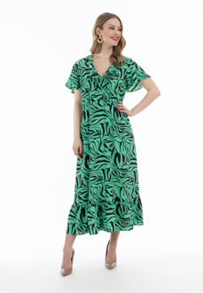 Jurk - zebraprint Dames Groen Zwart Zwart/Groen