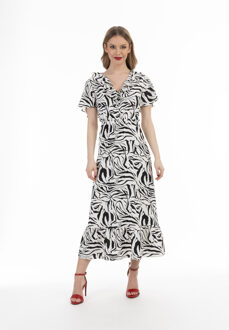 Jurk - zebraprint Dames wit zwart Wit/Zwart - M