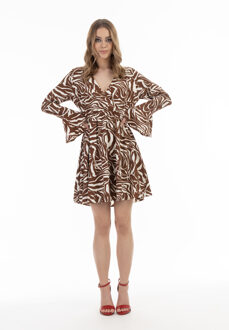 jurk - zebraprint sookie Bruin - L