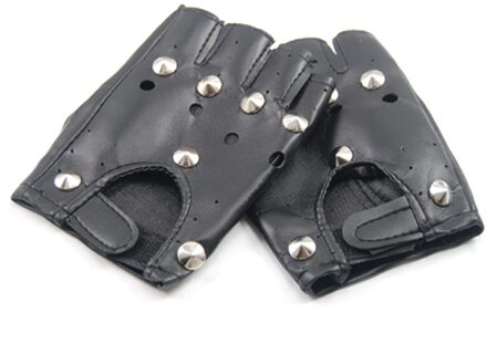 Jurken Lbfs Unisex Cool Black Punk Rock Studded Leather Look Vingerloze Handschoenen Fancy