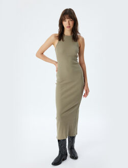 JURKEN Midi-lengte Halterkraag Jurk Kaki