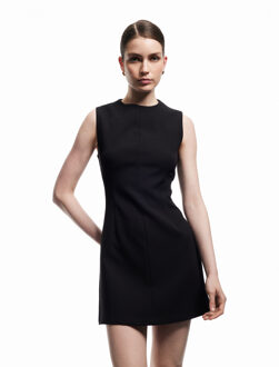 JURKEN Mini-jurk A-lijn Mouwloos Rood Zwart