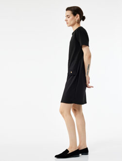 JURKEN Mini-jurk Korte Mouwen Ronde Hals Apllique Details Zwart