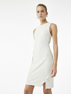 JURKEN Mini-jurk Slanke Pasvorm Asymmetrisch Mouwloos Ecru