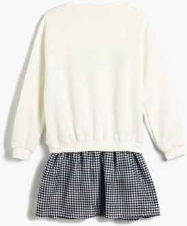 JURKEN Mini-lengte Met gebruik van twee verschillende stoffen Jurk Ecru