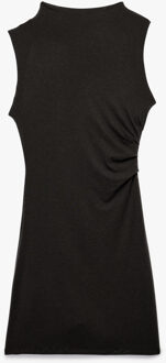 JURKEN Zwarte Mouwloze Mini-jurk Slanke Pasvorm Gedrapeerd Donkergrijs