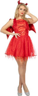 Jurkje Duivel Vrouw met vleugels en tiara Rood - Zalm