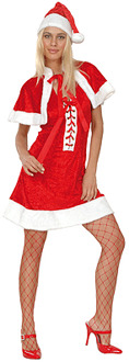 Jurkje kerstvrouw met muts en cape Rood