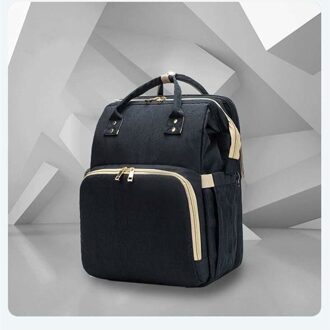 Jusanbaby Luiertas Rugzak Voor Mom Baby Bed Wieg Waterdichte Lightwieght Rits Solid Goede zwart