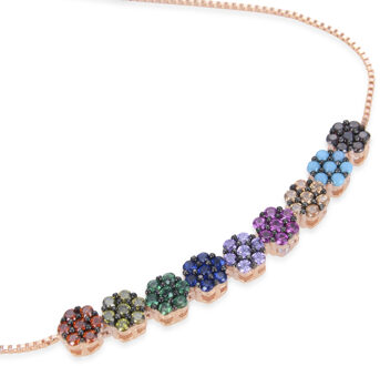 jusit armband in 925 sterling zilver en veelkleurige zirkonia met 18 karaat roségoud vergulde afwerking - One Size