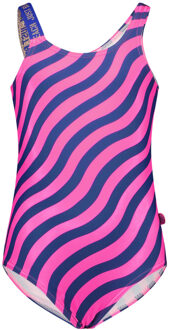 Just Beach Meisjes badpak - Wave roze kobalt - Maat 104