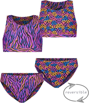 Just Beach Meisjes bikini reversibel - Funky zebra - Maat 110/116