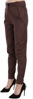 Just Cavalli Bruine damespantalon met hoge taille, taps toelopend.