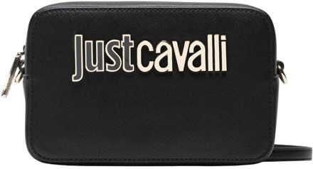 Just Cavalli Dames Schoudertas met Metalen Logo Just Cavalli , Black , Dames - ONE Size