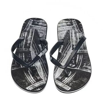 Just Cavalli Denim Print Slippers Ju22576 Zwart - EU 43