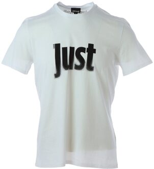 Just Cavalli Fading Logo White T-Shirt Wit - XL