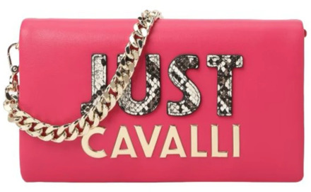 Just Cavalli Fuchsia Ketting Schoudertas met Logo Just Cavalli , Pink , Dames - ONE Size