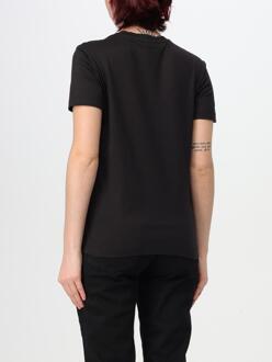 Just Cavalli Gouden Logo Korte Mouwen T-shirt Zwart