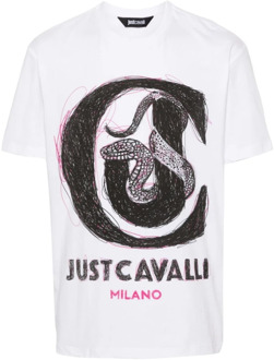 Just Cavalli Grafische T-shirts en Polos Just Cavalli , White , Heren - Xl,L,M,S
