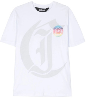 Just Cavalli Heren Serigrafisch T-shirt Just Cavalli , White , Heren - Xl,L,M,S