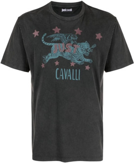 Just Cavalli Heren Serigrafische T-shirt - Zwart Just Cavalli , Black , Heren - Xl,L,S