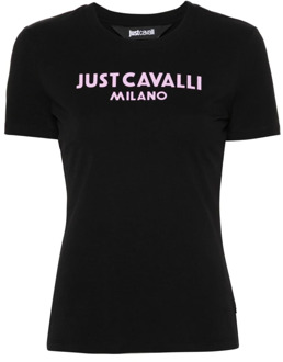 Just Cavalli Stijlvol Logo T-Shirt voor Vrouwen Just Cavalli , Black , Dames - L,S,Xs