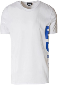 Just Cavalli Wit Bedrukt Ronde Hals T-Shirt Just Cavalli , White , Heren - XL
