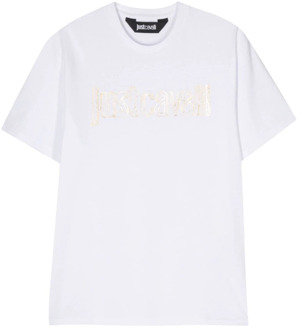 Just Cavalli Wit Logo T-shirt Just Cavalli , White , Heren - Xl,L,M,S