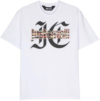Just Cavalli Witte Grafische Print T-shirts en Polo's Just Cavalli , White , Heren - Xl,L,M,S