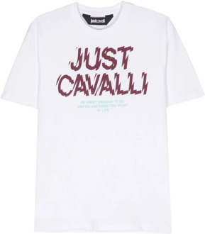 Just Cavalli Witte Grafische T-shirts en Polo's Just Cavalli , White , Heren - Xl,L,M,S