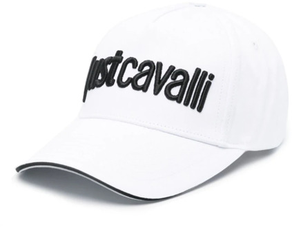 Just Cavalli Witte Katoenen Twill Logo Geborduurde Hoed Just Cavalli , White , Heren - ONE Size