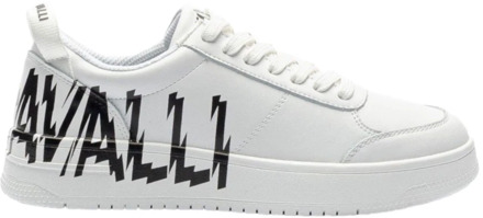 Just Cavalli Witte leren sneakers met logo lettering Just Cavalli , White , Heren - 42 Eu,41 Eu,40 Eu,45 EU