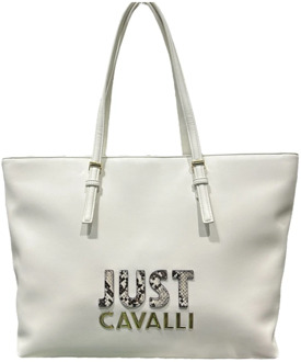 Just Cavalli Witte Schoudertas met Logo Letters Just Cavalli , White , Dames - ONE Size