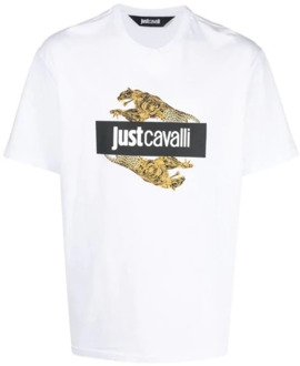 Just Cavalli Witte T-shirt en Polo Collectie Just Cavalli , White , Heren - 2Xl,Xl,L,M,S,Xs