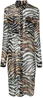 Just Cavalli Zebra Print Overhemd Just Cavalli , Multicolor , Dames - S,Xs,2Xs
