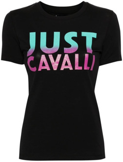 Just Cavalli Zwart Grafische Print T-shirts en Polos Just Cavalli , Black , Dames - L,M,S,Xs