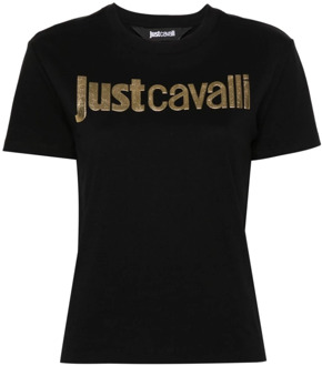 Just Cavalli Zwart Logo T-shirt en Polo Just Cavalli , Black , Dames - L,M,S,Xs