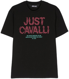 Just Cavalli Zwarte Grafische T-shirts en Polo's Just Cavalli , Black , Heren - Xl,L,M,S