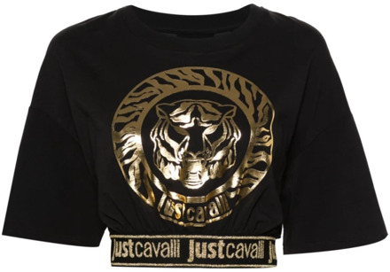Just Cavalli Zwarte Grafische T-shirts en Polos Just Cavalli , Black , Dames - M,S,Xs