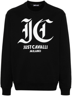 Just Cavalli Zwarte Katoenen Fleece Sweaters Just Cavalli , Black , Heren - L,M,S