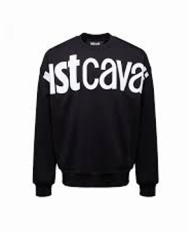Just Cavalli Zwarte Katoenen Sweatshirt met Maxi Logo Just Cavalli , Black , Heren - Xl,L,M,Xs