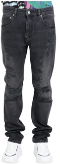 Just Cavalli Zwarte Slim Fit Gescheurde Jeans Just Cavalli , Black , Heren - W32,W30,W38,W34,W36