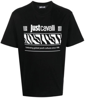 Just Cavalli Zwarte T-shirt en Polo Collectie Just Cavalli , Black , Heren - 2Xl,L,M,S