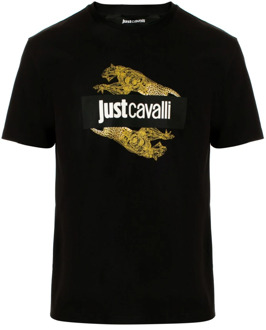 Just Cavalli Zwarte T-shirt en Polo Collectie Just Cavalli , Black , Heren - 2Xl,Xl,L,S,3Xl
