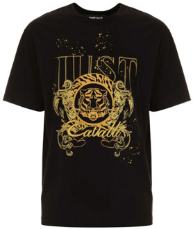 Just Cavalli Zwarte T-shirt en Polo Collectie Just Cavalli , Black , Heren - 2Xl,Xl,S,Xs