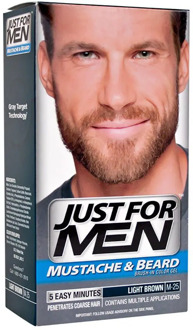 Just For Men 5Mins Mustache Beard Coloring Shampoo Dye Into Black Herb Natural Faster Beard Coloring Grey Removal Brush Included