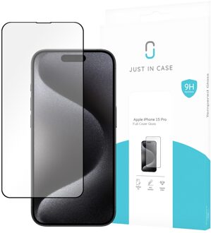 Just in case Full Cover Tempered Glass voor Apple iPhone 15 Pro Smartphone screenprotector