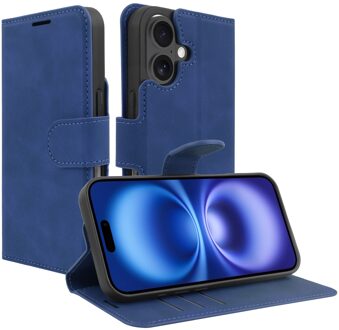 Just in case Premium Wallet Case voor Apple iPhone 16 Telefoonhoesje Blauw