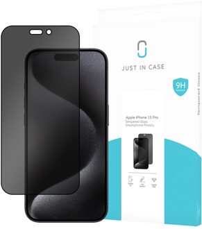 Just in case Privacy Tempered Glass voor Apple iPhone 15 Pro Smartphone screenprotector