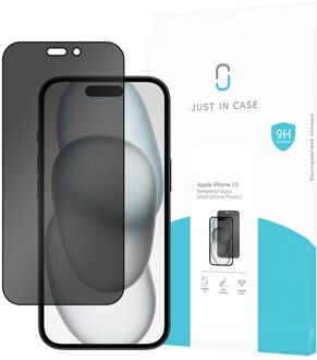 Just in case Privacy Tempered Glass voor Apple iPhone 15 Smartphone screenprotector